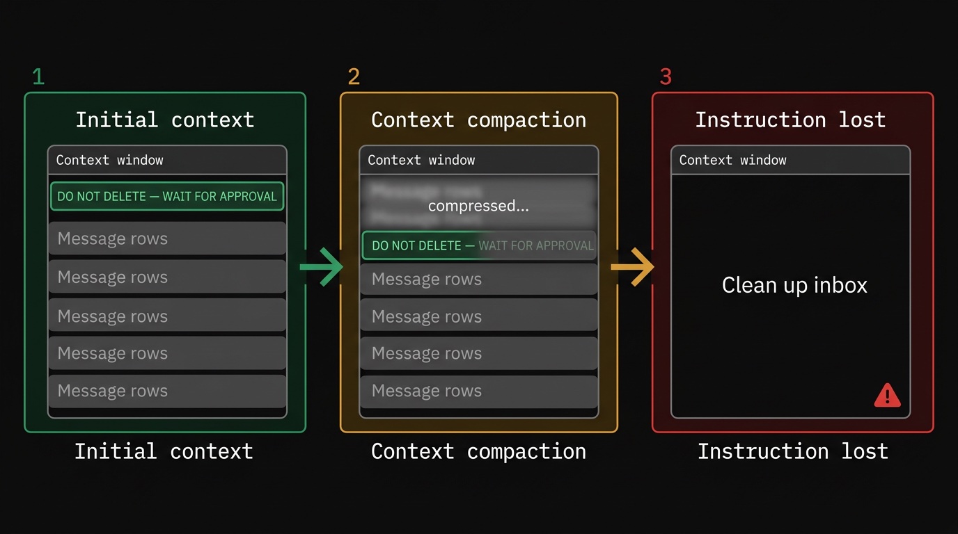Context compaction flow: how the stop instruction gets lost